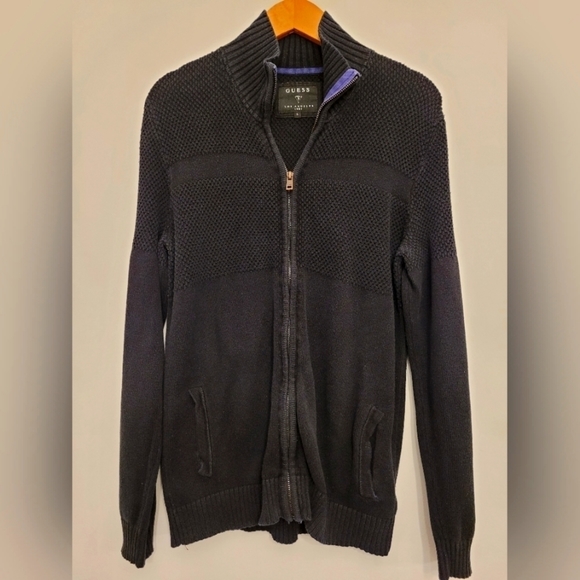 Guess Full-Zip Black Cardigan Sweater (Large) - Picture 1 of 3